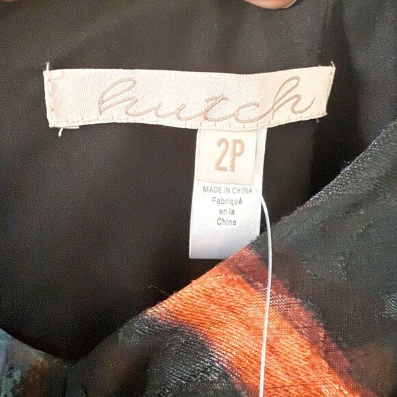 Hutch Anthropologie Long Sleeve Midi Dress in Blue Orange Abstract Print 2P - Picture 6 of 10